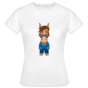 BRÄUTIGAM - PFERD - Frauen T-Shirt - Weiß - Vorne - AI Model Female 172 dark (172cm)
