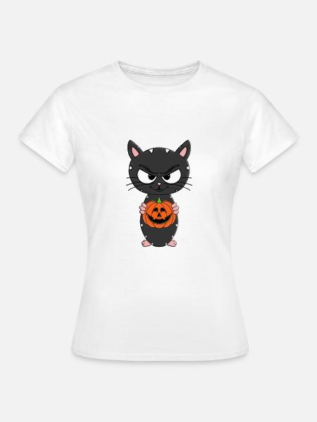 KÜRBIS - KATZE - KATER - HALLOWEEN - TIER - Frauen T-Shirt - Weiß
