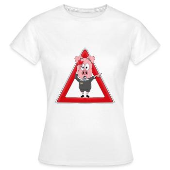 SCHIEDSRICHTER - SCHIRI - SCHWEIN - SAU - FUßBALL - Frauen T-Shirt - Weiß - Vorne - AI Model Female 172 dark (172cm)