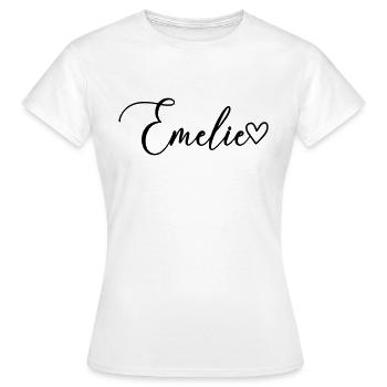Emelie Surname First Name Girl - Women's T-Shirt - white - Front - AI Model Female 172 dark (172cm)