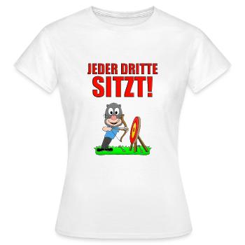 BOGENSCHIEßEN - MAULWURF - JEDER DRITTE SITZT! - Frauen T-Shirt - Weiß - Vorne - AI Model Female 172 dark (172cm)