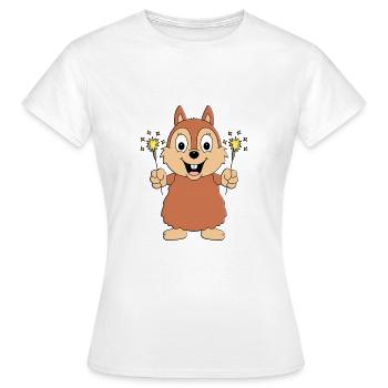WUNDERKERZEN - NEUJAHR - SILVESTER - EICHHÖRNCHEN - Frauen T-Shirt - Weiß - Vorne - AI Model Female 172 dark (172cm)