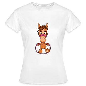 SPRINGPFERD - PFERD - PONY - SEILSPRINGEN - SPORT - Frauen T-Shirt - Weiß - Vorne - AI Model Female 172 dark (172cm)