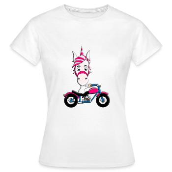 MOTORRAD - BIKER - EINHORN - Frauen T-Shirt - Weiß - Vorne - AI Model Female 172 dark (172cm)