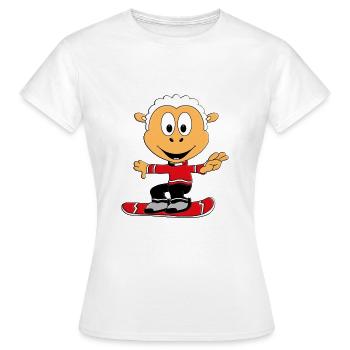 SCHAF - SNOWBOARD - WINTERSPORT - SPORT - TIER - Frauen T-Shirt - Weiß - Vorne - AI Model Female 172 dark (172cm)