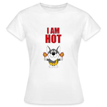 HUSKY - HUND - SCHLITTENHUND - I AM HOT - Frauen T-Shirt - Weiß - Vorne - AI Model Female 172 dark (172cm)