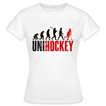 Unihockey - Frauen T-Shirt - Weiß - Vorne - AI Model Female 172 dark (172cm)