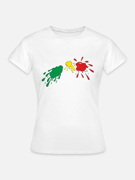 Farbklecks Farbspritzer Farbflecken - Frauen T-Shirt - Weiß