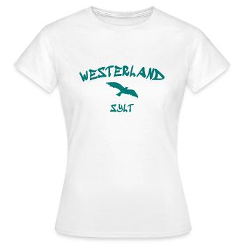 Westerland - Sylt - Mer du Nord - Ancre - Mouette - Île - T-shirt Femme - blanc - Devant - AI Model Female 172 dark (172cm)