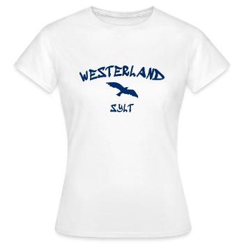 Westerland - Sylt - Mer du Nord - Ancre - Mouette - Île - T-shirt Femme - blanc - Devant - AI Model Female 172 dark (172cm)