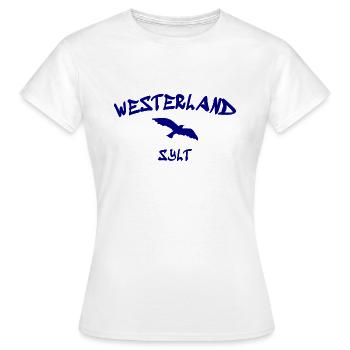 Westerland - Sylt - Mer du Nord - Ancre - Mouette - Île - T-shirt Femme - blanc - Devant - AI Model Female 172 dark (172cm)