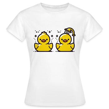 Quietscheenten Badeenten - Frauen T-Shirt - Weiß - Vorne - AI Model Female 172 dark (172cm)
