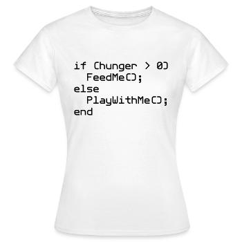 Bavoir de bébé NERD "if (hunger ..." - T-shirt Femme - blanc - Devant - AI Model Female 172 dark (172cm)