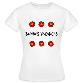 VACANCES. VIVE LES VACANCES. VACANCES. - T-shirt Femme - blanc - Devant - AI Model Female 172 dark (172cm)