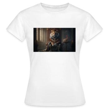 Tigre assis sur un trône, IA générative - T-shirt Femme - blanc - Devant - AI Model Female 172 dark (172cm)