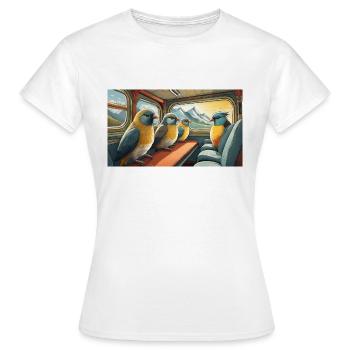 Pun ambiguous expression Zugvögel migratory birds - Women's T-Shirt - white - Front - AI Model Female 172 dark (172cm)