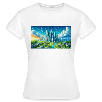 Ville futuriste - T-shirt Femme - blanc - Devant - AI Model Female 172 dark (172cm)