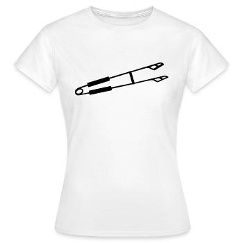 Grill Zange GRILLZANGE Grillbesteck - Frauen T-Shirt - Weiß - Vorne - AI Model Female 172 dark (172cm)