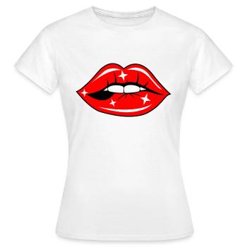 Lippen - Frauen T-Shirt - Weiß - Vorne - AI Model Female 172 dark (172cm)
