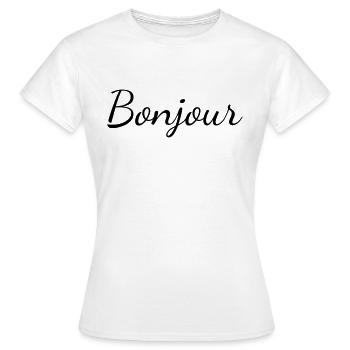 Bonjour - T-shirt Femme - blanc - Devant - AI Model Female 172 dark (172cm)