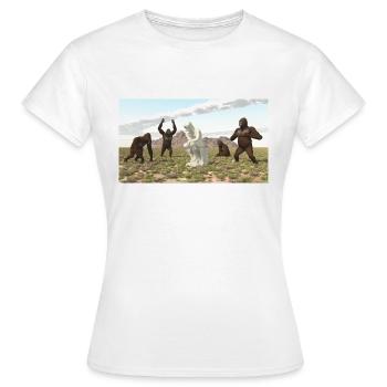 Gorillas with Thinker Sculpture - Women's T-Shirt - white - Front - AI Model Female 172 dark (172cm)
