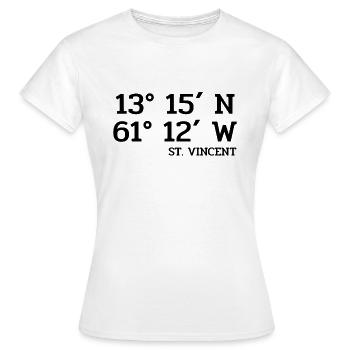 Coordonnées Saint-Vincent - Koordinaten West Indies - T-shirt Femme - blanc - Devant - AI Model Female 172 dark (172cm)