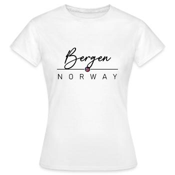 Norvège - Bergen - Norvège - Norvège - T-shirt Femme - blanc - Devant - AI Model Female 172 dark (172cm)