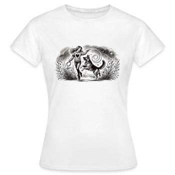 Harmonie zwischen Mensch und Hund - Frauen T-Shirt - Weiß - Vorne - AI Model Female 172 dark (172cm)