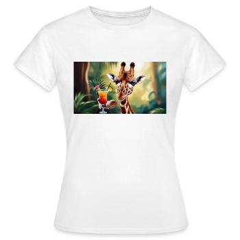 glubschaugen giraffe mit einem cocktail in der - Frauen T-Shirt - Weiß - Vorne - AI Model Female 172 dark (172cm)