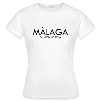 Malaga - Espagne - Coordonnées - Latitude Longitude - T-shirt Femme - blanc - Devant - AI Model Female 172 dark (172cm)