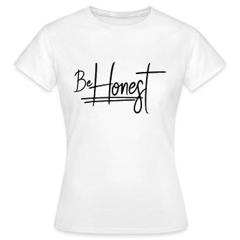 Logo Soyez honnête - T-shirt Femme - blanc - Devant - AI Model Female 172 dark (172cm)