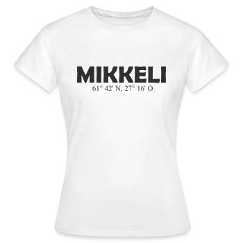 Mikkeli - Finlande - Coordonnées - Longitude - T-shirt Femme - blanc - Devant - AI Model Female 172 dark (172cm)