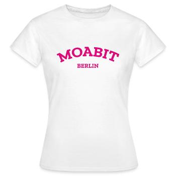 Berlin - Moabit - Berliner - Kiez - Berlinerin - Frauen T-Shirt - Weiß - Vorne - AI Model Female 172 dark (172cm)