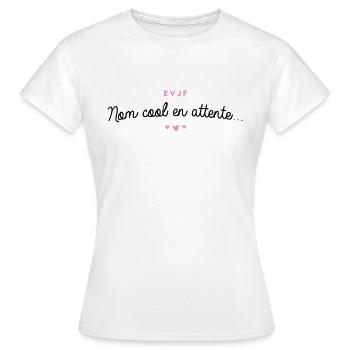 T-shirt EVJF "Nom cool en attente" - T-shirt Femme - blanc - Devant - AI Model Female 172 dark (172cm)