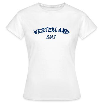 Westerland - Sylt - Mer du Nord - Ancre - Mouette - Île - T-shirt Femme - blanc - Devant - AI Model Female 172 dark (172cm)