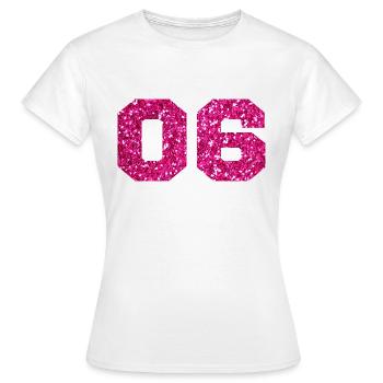 Number 6 Pink Glitter - 6th Anniversary - Women's T-Shirt - white - Front - AI Model Female 172 dark (172cm)