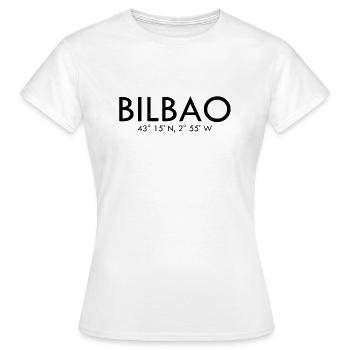 Bilbao, Espagne Coordonnées : Latitude, Longitude - T-shirt Femme - blanc - Devant - AI Model Female 172 dark (172cm)