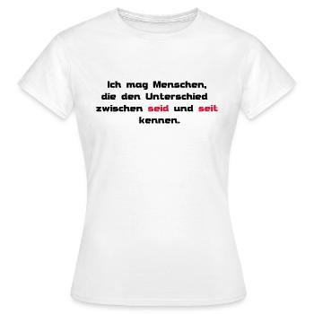 seid seit - Frauen T-Shirt - Weiß - Vorne - AI Model Female 172 dark (172cm)