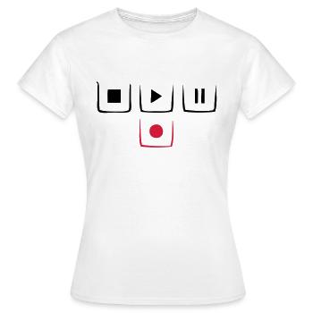 play pause stop rec - Women's T-Shirt - white - Front - AI Model Female 172 dark (172cm)