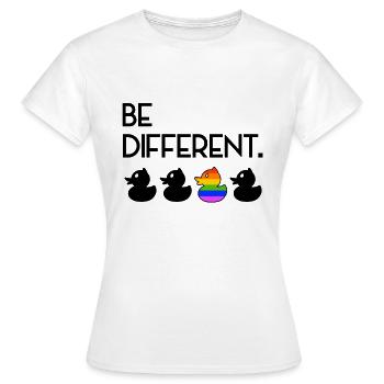 Be Different LGBT Gay Duck Regenbogen - Frauen T-Shirt - Weiß - Vorne - AI Model Female 172 dark (172cm)