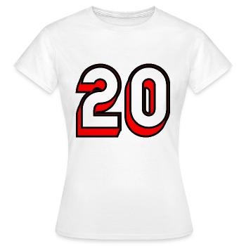20 ANS,20e ANNIVERSAIRE,ANNIVERSAIRE 20 ANS,20 - T-shirt Femme - blanc - Devant - AI Model Female 172 dark (172cm)