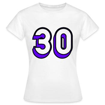 30 YEARS. 30. 30th ANNIVERSARY. 30 YEARS ANNIVERSARY - Women's T-Shirt - white - Front - AI Model Female 172 dark (172cm)
