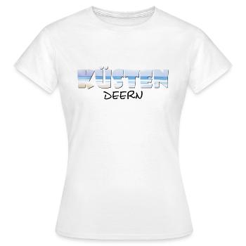 Küstendeern Schrift mit Strand - Frauen T-Shirt - Weiß - Vorne - AI Model Female 172 dark (172cm)