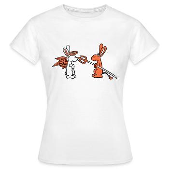 Hase Engel Gewissen Teufel Dämon Böse Satan Hölle - Frauen T-Shirt - Weiß - Vorne - AI Model Female 172 dark (172cm)