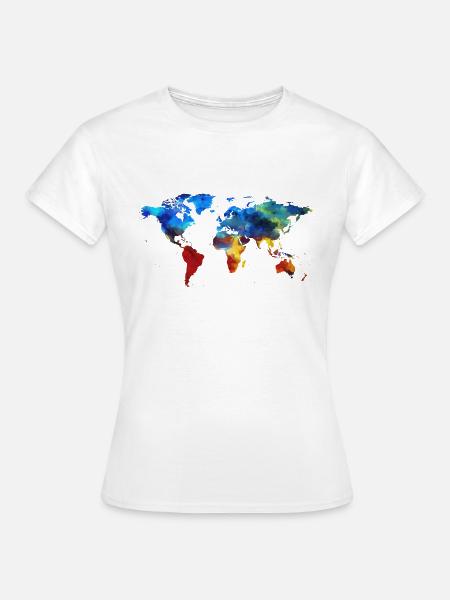 Weltkarte - Frauen T-Shirt - Weiß