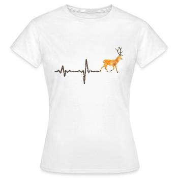 Heartbeat Hirsch farbig - Geschenk - Frauen T-Shirt - Weiß - Vorne - AI Model Female 172 dark (172cm)