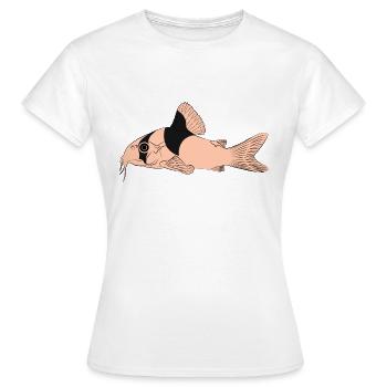 Corydoras panda panzerwels, aquarium catfish wels - T-shirt Femme - blanc - Devant - AI Model Female 172 dark (172cm)