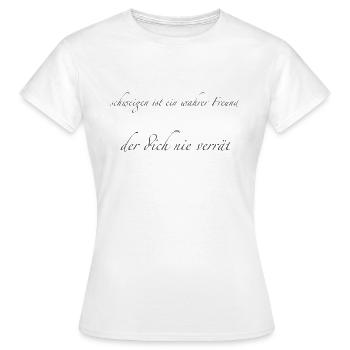 schweigen ist ein wahrer Freund - Frauen T-Shirt - Weiß - Vorne - AI Model Female 172 dark (172cm)