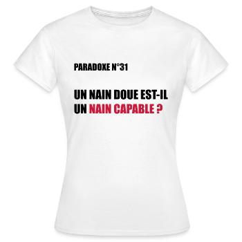 PARADOXE nain - T-shirt Femme - blanc - Devant - AI Model Female 172 dark (172cm)