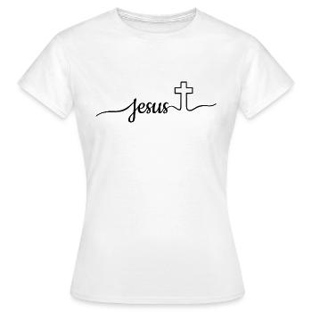Jesus - Kreuz - Frauen T-Shirt - Weiß - Vorne - AI Model Female 172 dark (172cm)